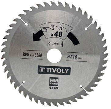 Pyörösahanterä Tivoly 190x30x2.8/1.7mm, z40, 15°, (20mm sovitin), puulle hinta ja tiedot | Käsityökalut | hobbyhall.fi