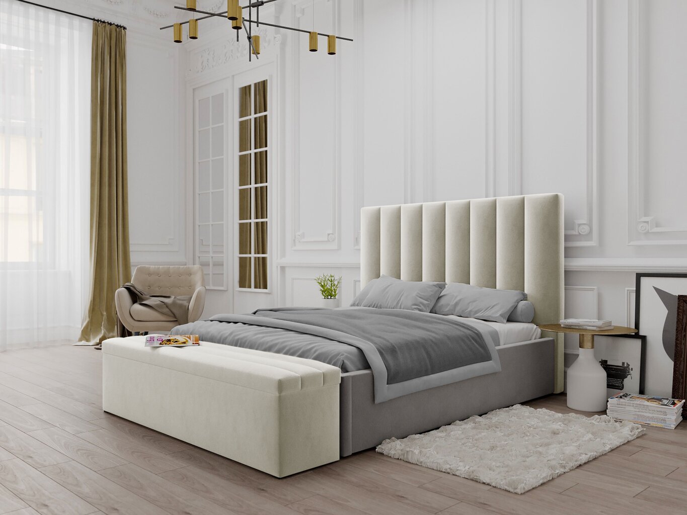 Interieurs86 Exupery -sängynpääty, 160 cm, beige hinta ja tiedot | Sängyt | hobbyhall.fi