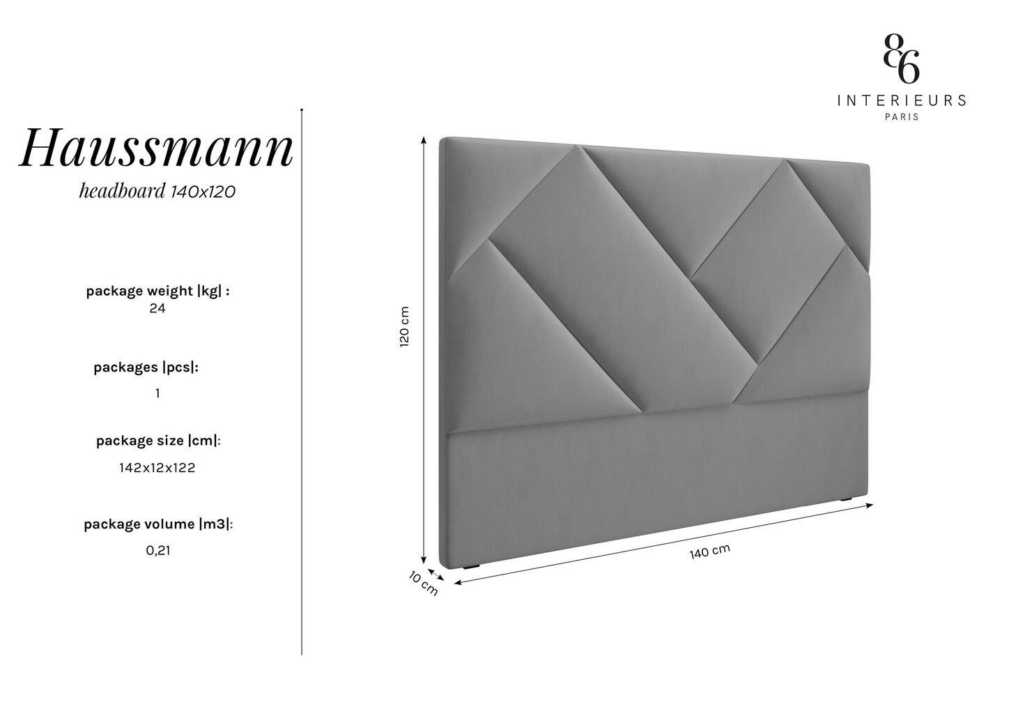 Interieurs86 Haussmann -sängynpääty, 140 cm, sininen hinta ja tiedot | Sängyt | hobbyhall.fi
