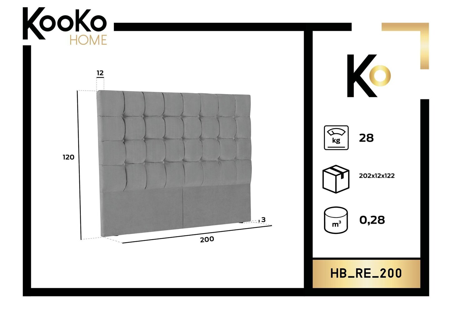 Kooko Home Re -sängynpääty, 200 cm, vaaleanharmaa hinta ja tiedot | Sängyt | hobbyhall.fi