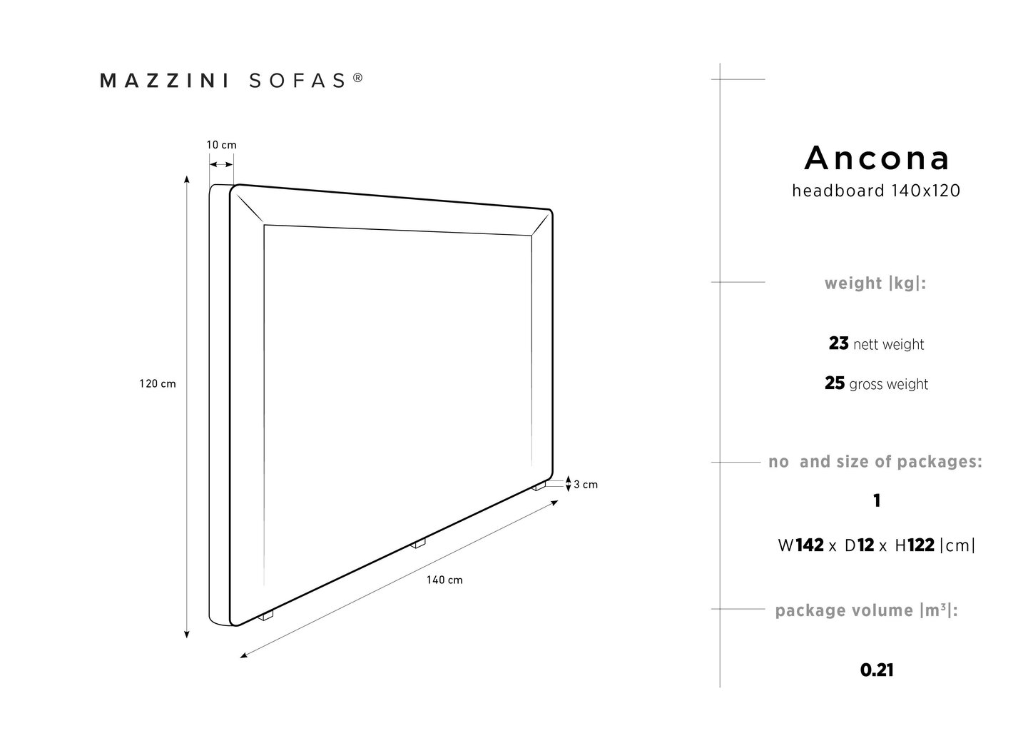 Mazzini Sofas Ancona -sängynpääty, 140 cm, musta hinta ja tiedot | Sängyt | hobbyhall.fi