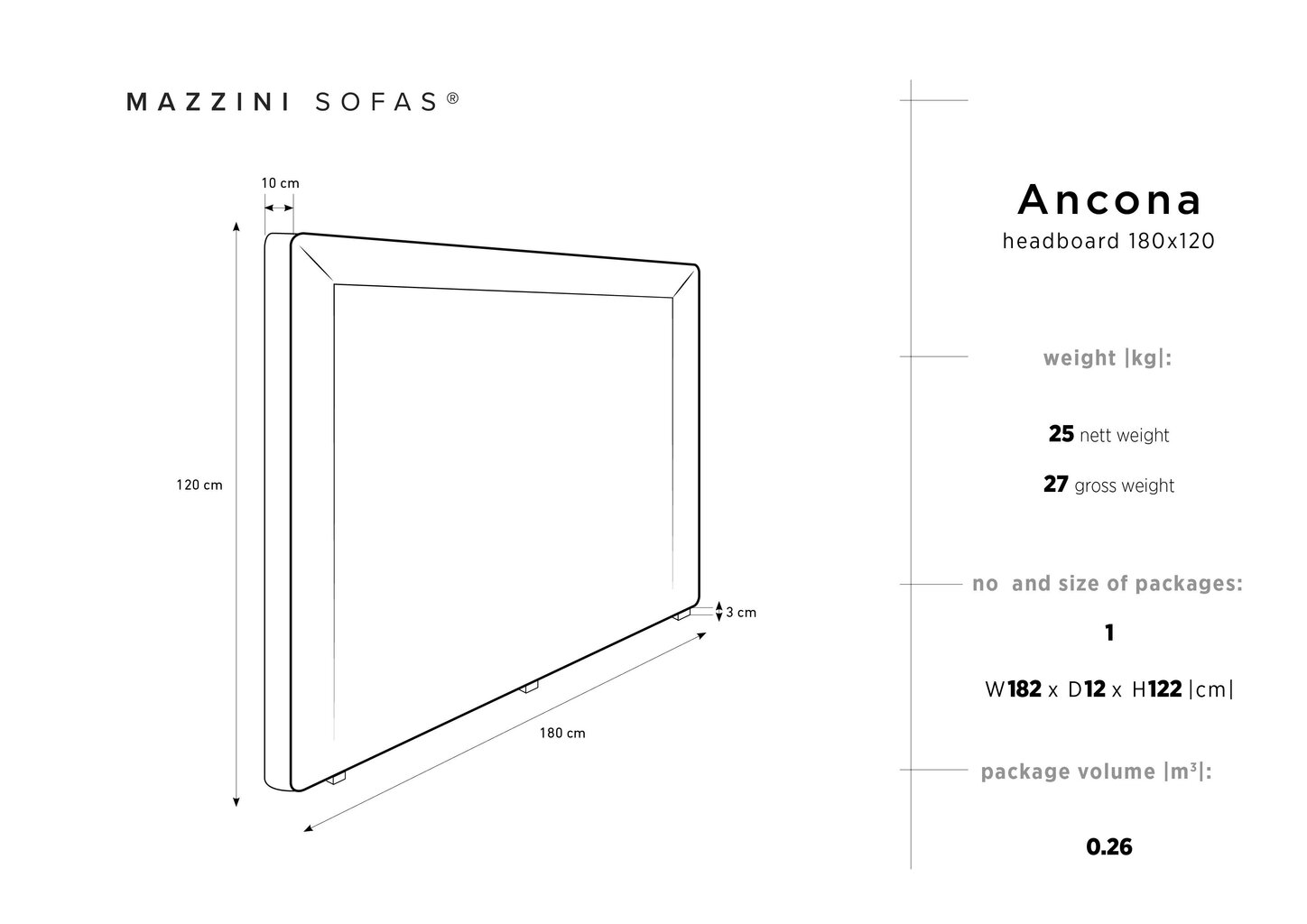 Mazzini Sofas Ancona -sängynpääty, 180 cm, tummanharmaa hinta ja tiedot | Sängyt | hobbyhall.fi
