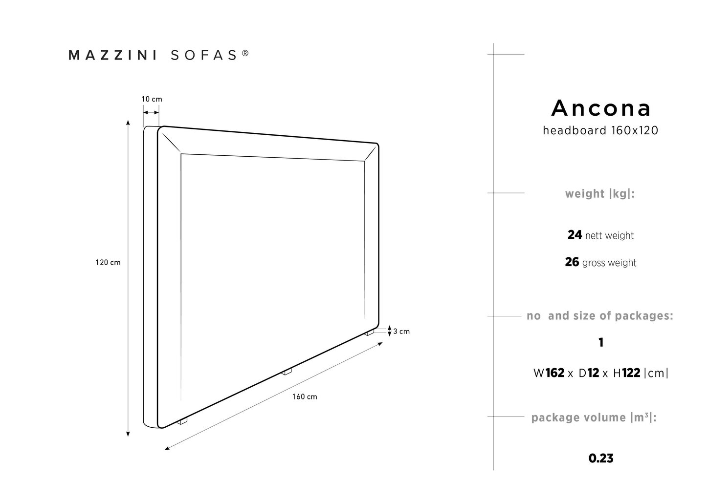 Mazzini Sofas Ancona -sängynpääty, 160 cm, kerma hinta ja tiedot | Sängyt | hobbyhall.fi