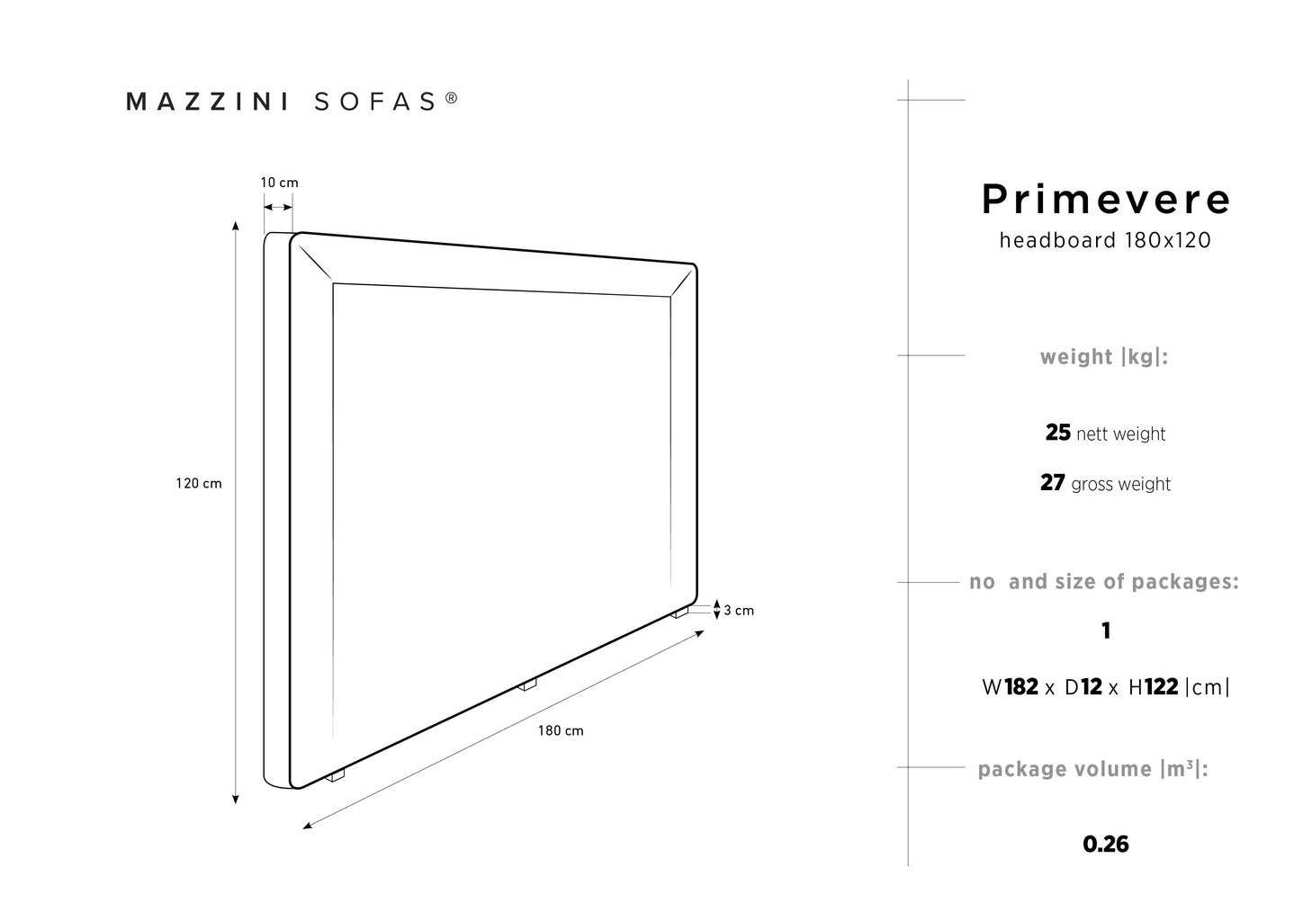 Mazzini Sofas Primevere -sängynpääty, 180 cm, vaaleanharmaa hinta ja tiedot | Sängyt | hobbyhall.fi