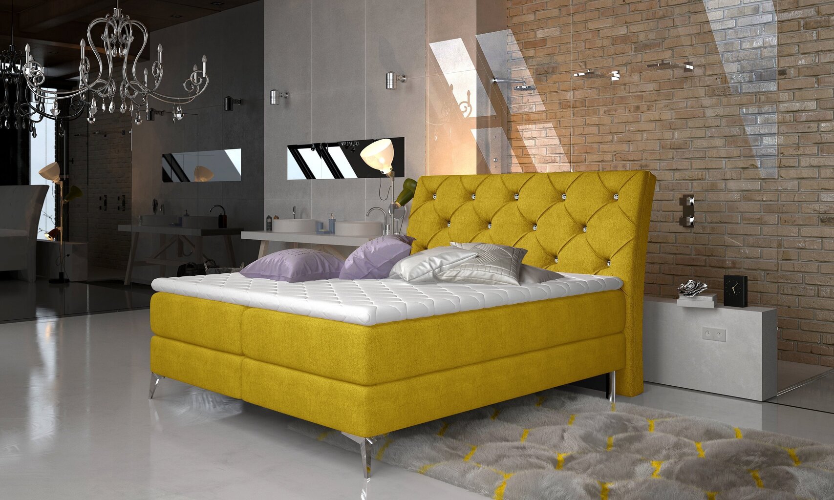 Adel-sänky, 140x200 cm, keltainen hinta ja tiedot | Sängyt | hobbyhall.fi