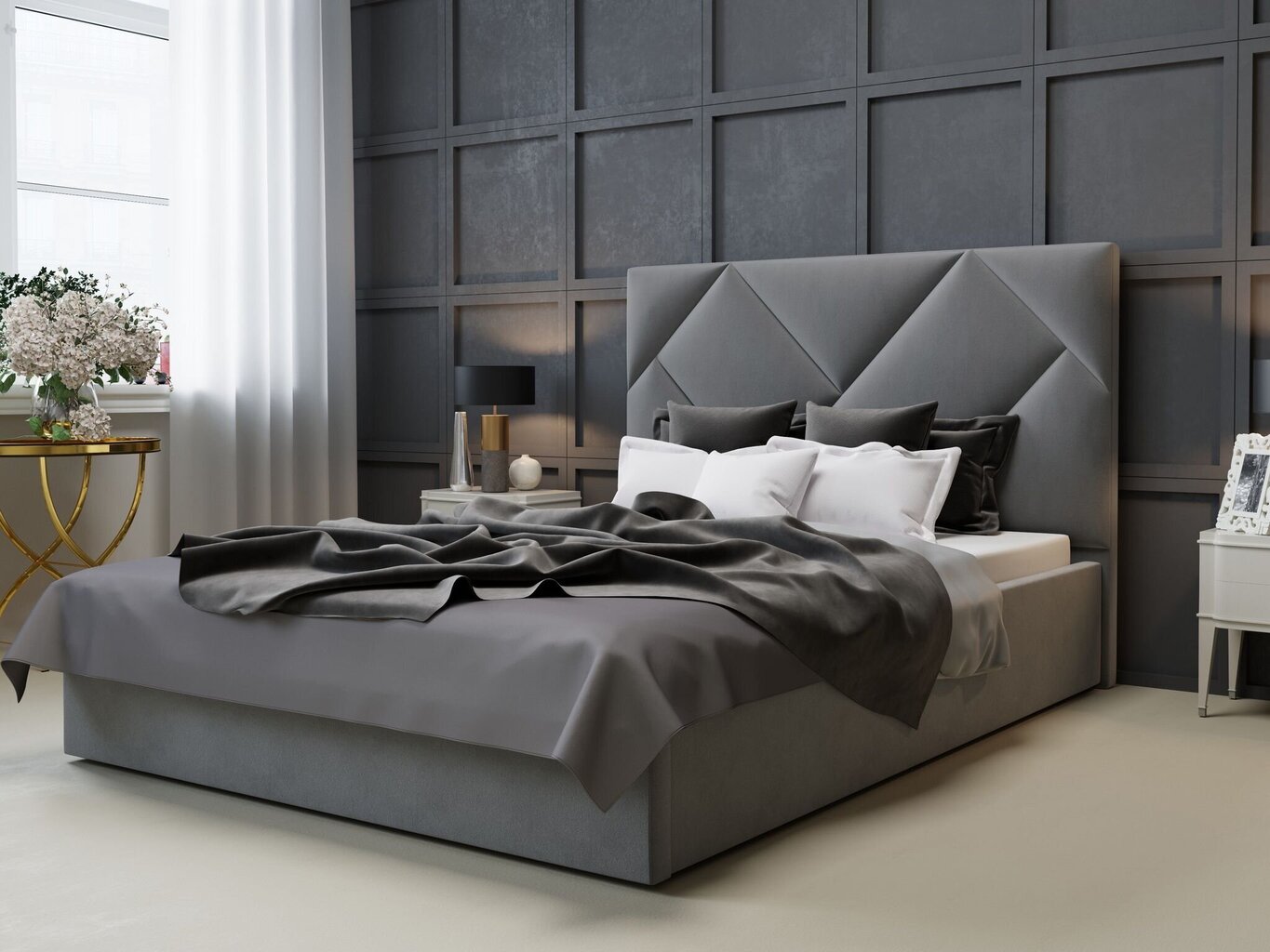 Interieurs86 Haussmann -sängynpääty, 160 cm, harmaa hinta ja tiedot | Sängyt | hobbyhall.fi