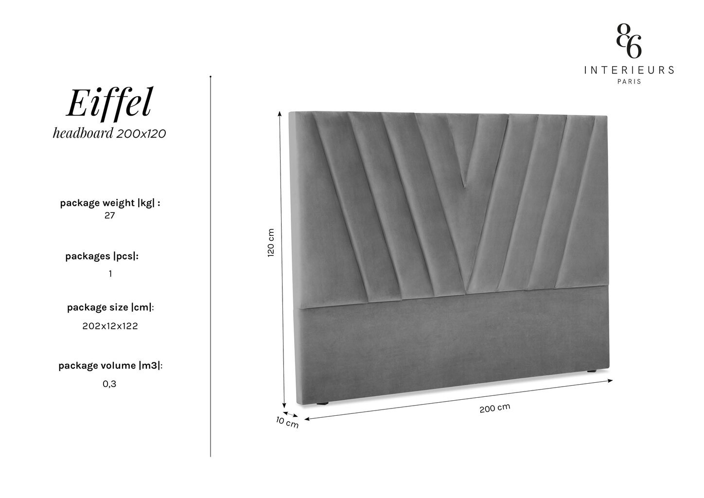 Interieurs86 Eiffel -sängynpääty, 200 cm, sininen hinta ja tiedot | Sängyt | hobbyhall.fi