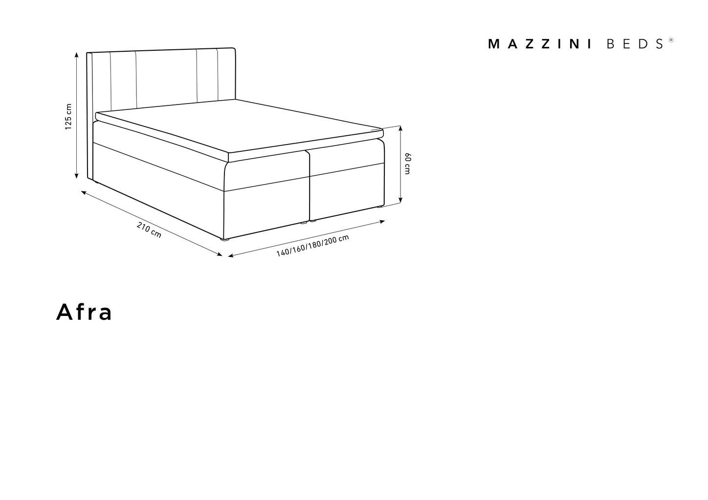 Sänky Mazzini sofas Afra 140x200 cm, beige hinta ja tiedot | Sängyt | hobbyhall.fi