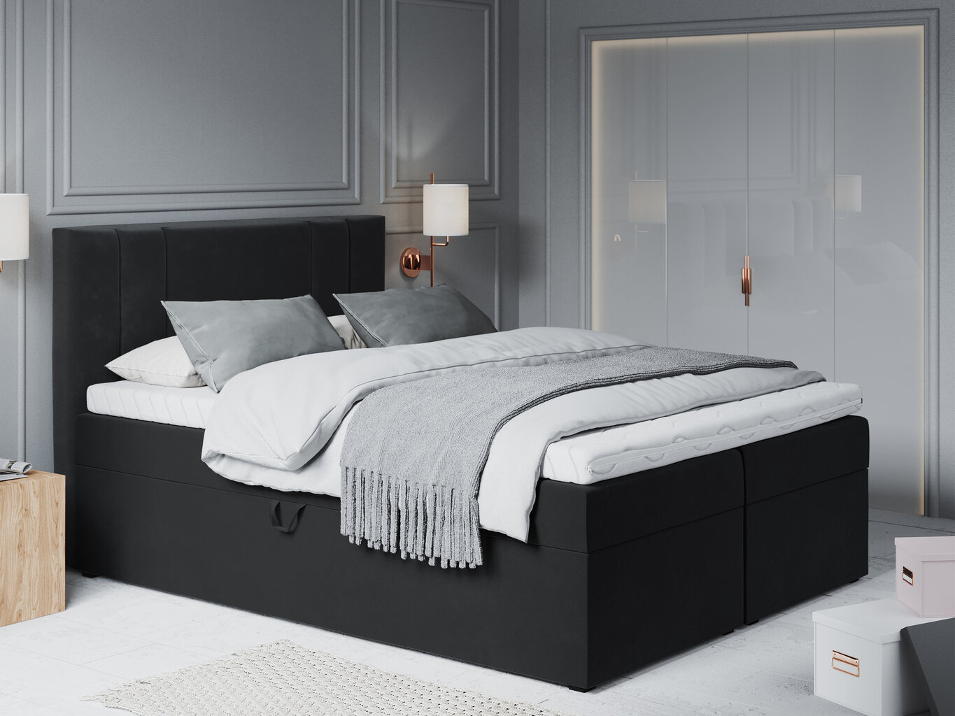 Sänky Mazzini Sofas Afra 160x200 cm, musta hinta ja tiedot | Sängyt | hobbyhall.fi