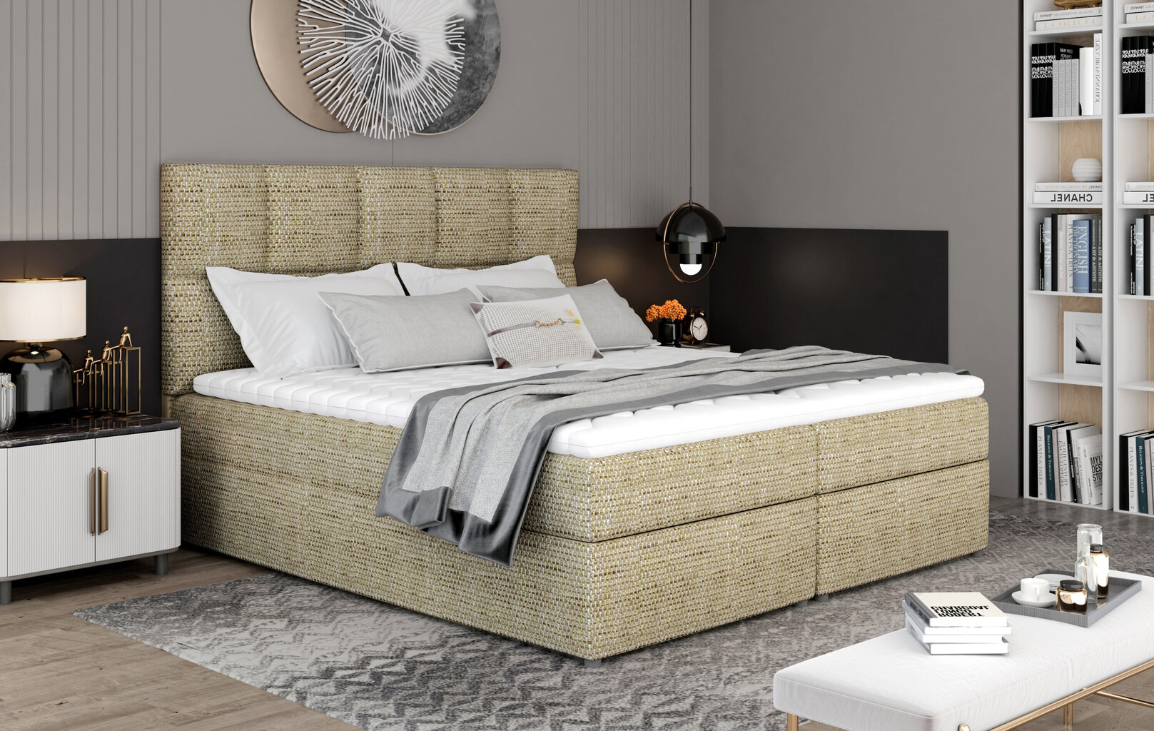 Sänky NORE Glossy 145x200 cm, vaaleanruskea hinta ja tiedot | Sängyt | hobbyhall.fi