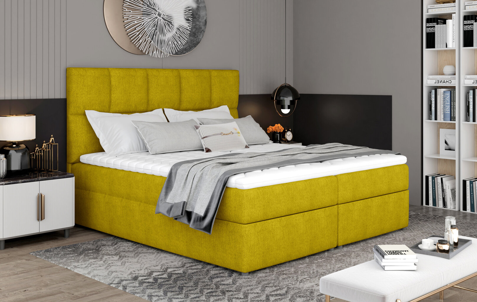 Sänky NORE Glossy 165x200 cm, keltainen hinta ja tiedot | Sängyt | hobbyhall.fi
