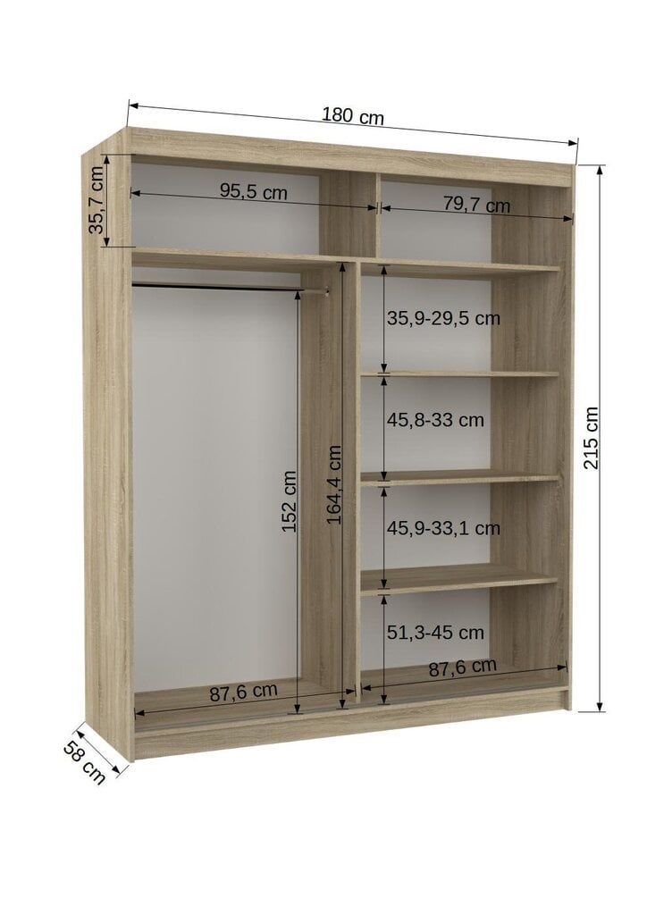 Kaappi ADRK Furniture Tom L2, musta hinta ja tiedot | Kaapit | hobbyhall.fi