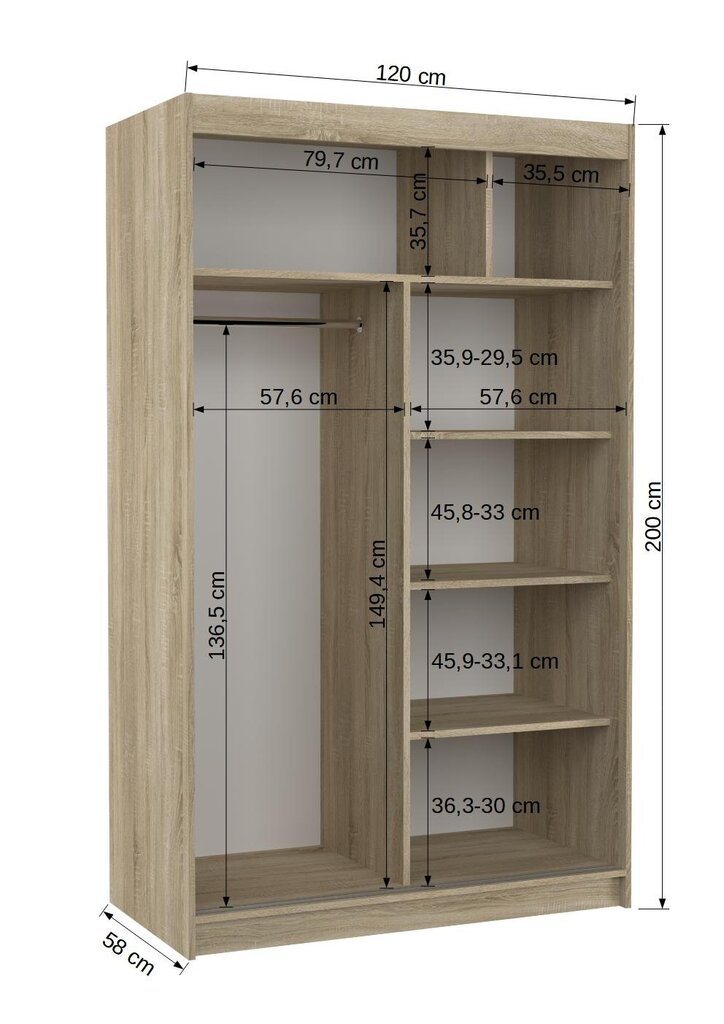 ADRK Furniture Oswald kaappi, ruskea hinta ja tiedot | Kaapit | hobbyhall.fi