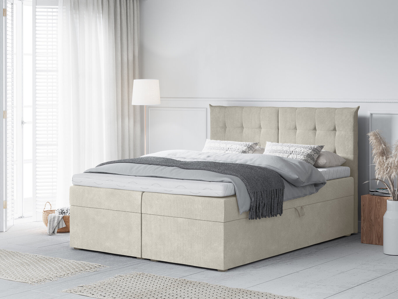 Sänky Mazzini Beds Echaveria 200x200 cm, beige hinta ja tiedot | Sängyt | hobbyhall.fi