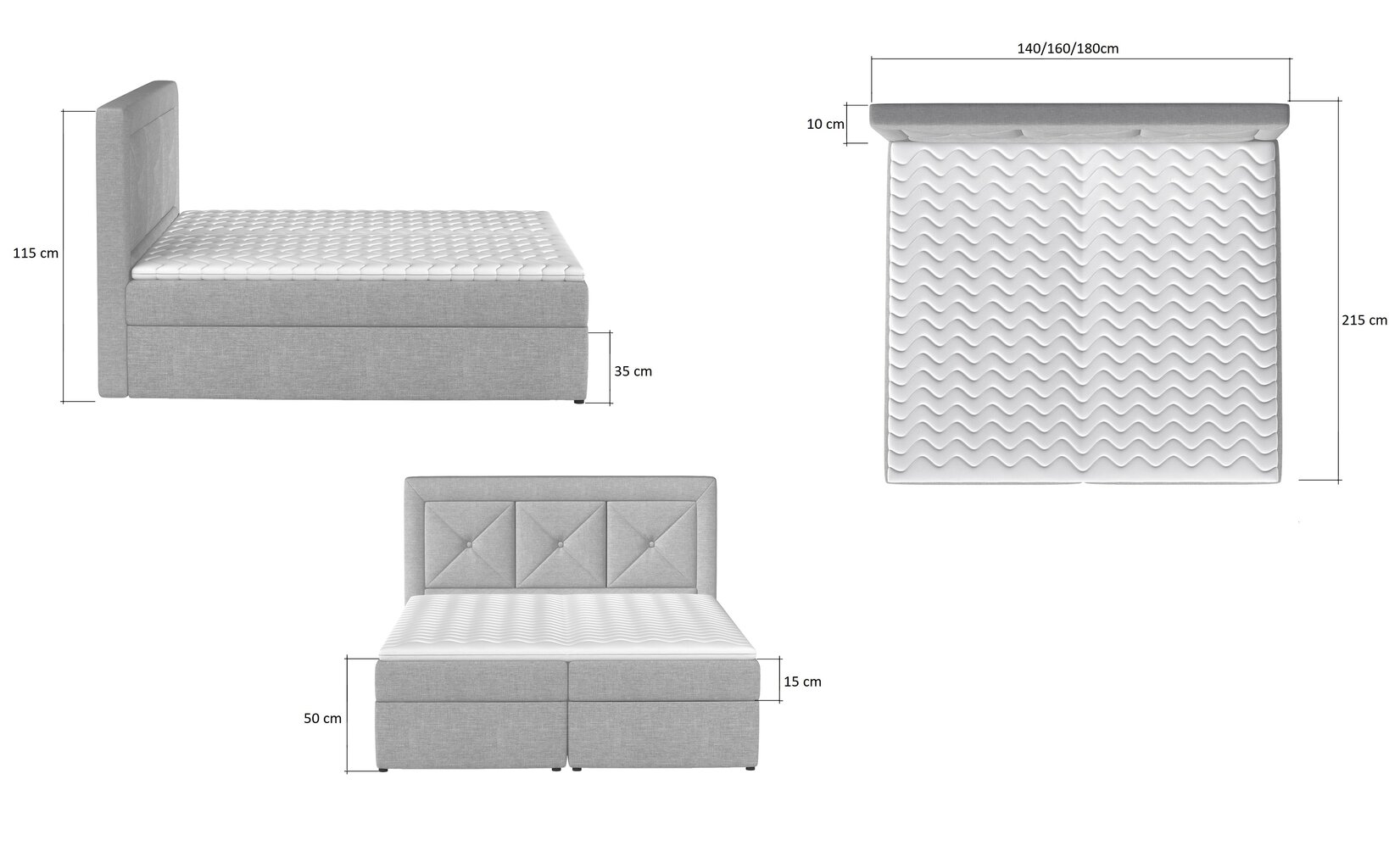 Sänky NORE Idris 03, 140x200 cm, beige väri hinta ja tiedot | Sängyt | hobbyhall.fi