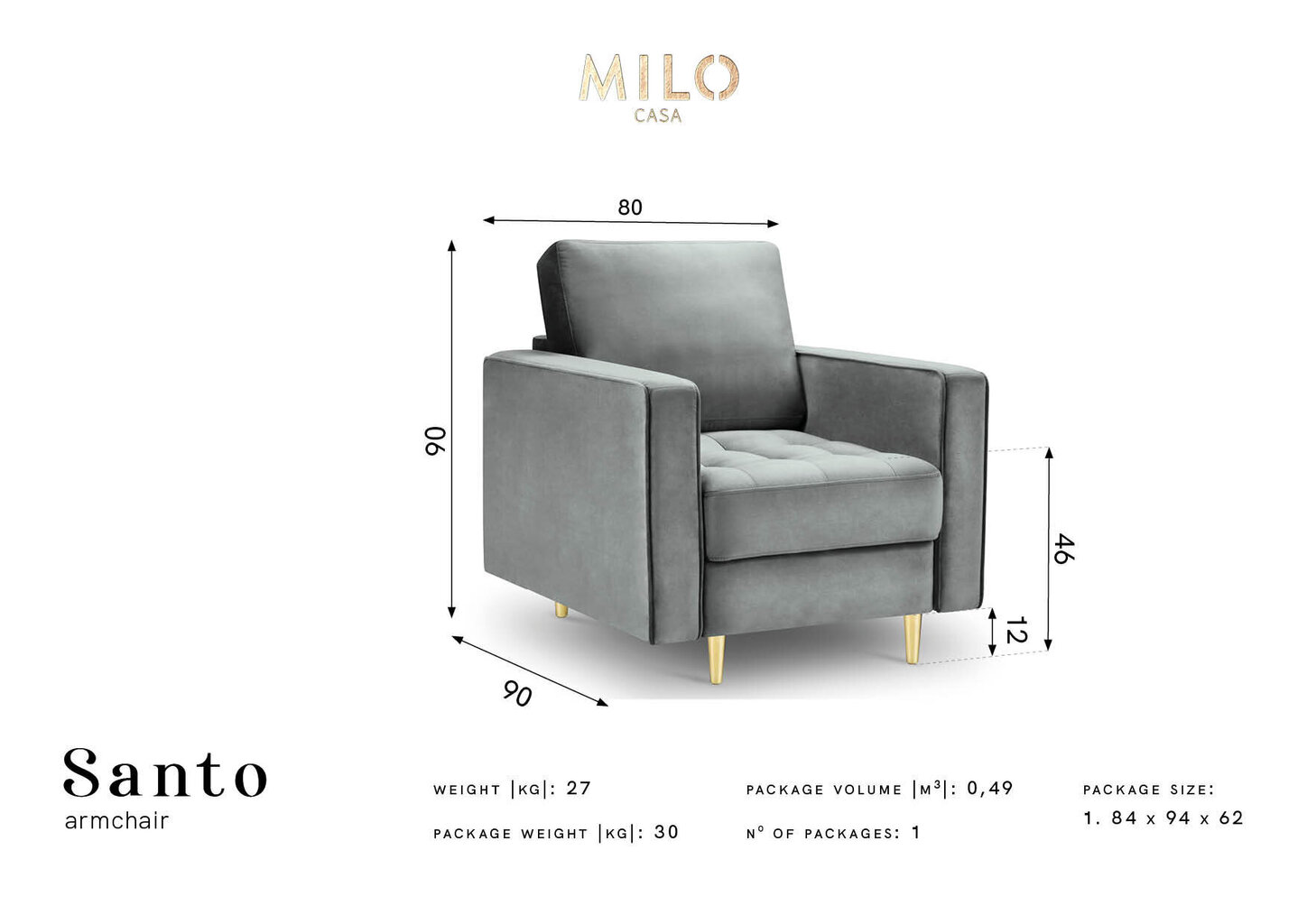 Nojatuoli Milo Casa Santo, tummansininen/kulta hinta ja tiedot | Nojatuolit | hobbyhall.fi