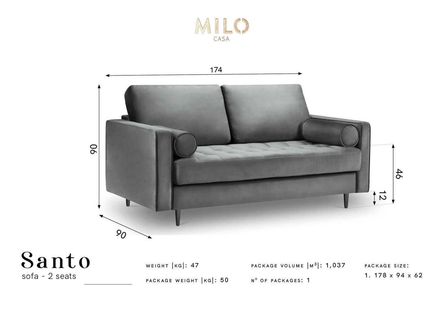 Kahden istuttava sohva Milo Casa Santo, vaaleanpunainen hinta ja tiedot | Sohvat ja vuodesohvat | hobbyhall.fi