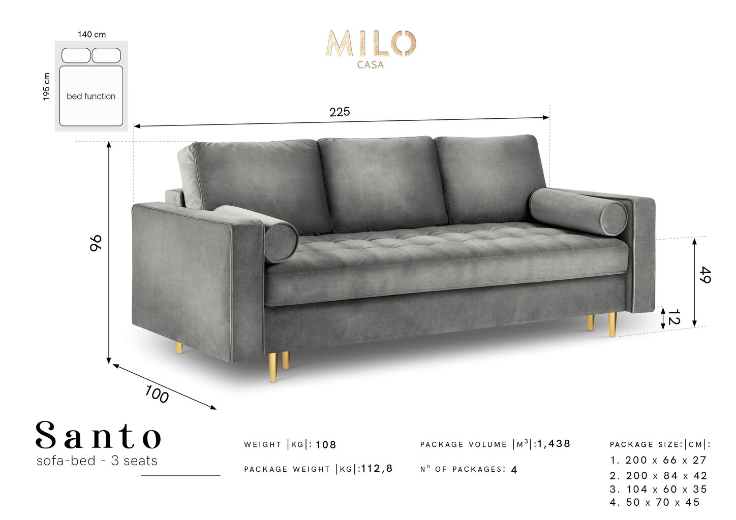 Sohva Milo Casa Santo, beige/kulta hinta ja tiedot | Sohvat ja vuodesohvat | hobbyhall.fi