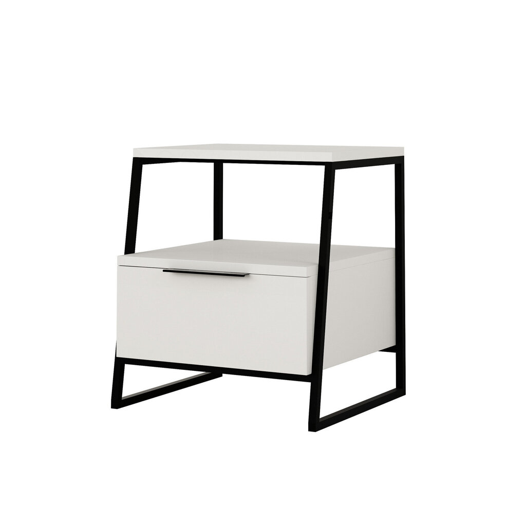 Yöpöytä Kalune Design 855 (I), 50 cm, valkoinen/musta hinta ja tiedot | Yöpöydät | hobbyhall.fi