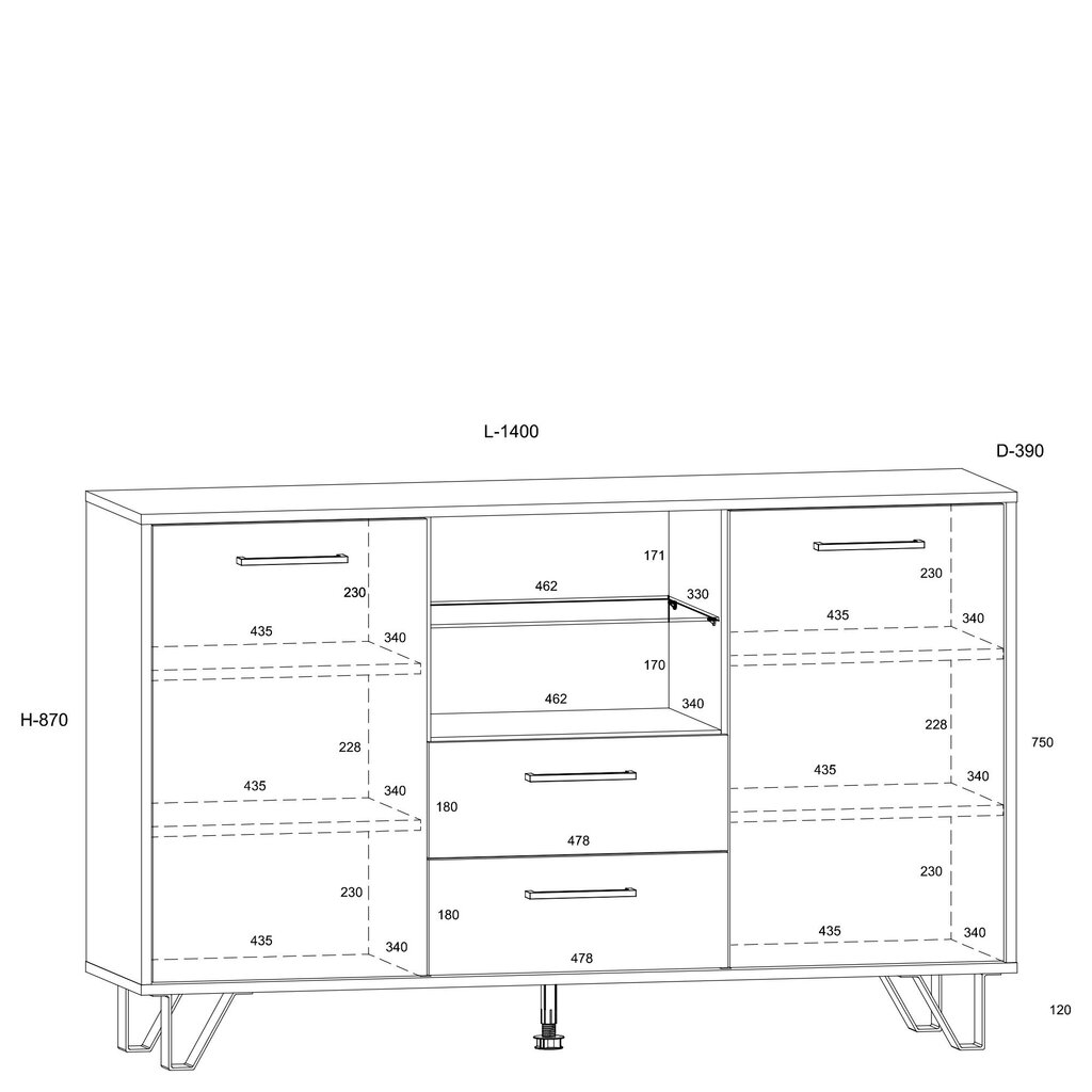 Lipasto Boss - BOS-03 - 2D2S, valkoinen/grafiitinharmaa hinta ja tiedot | Lipastot | hobbyhall.fi