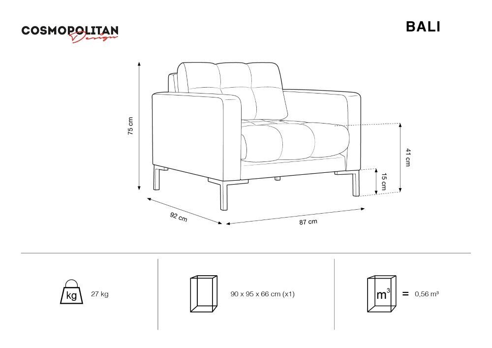 Nojatuoli Cosmopolitan Design Bali 1S-V, tummansininen/kulta hinta ja tiedot | Nojatuolit | hobbyhall.fi