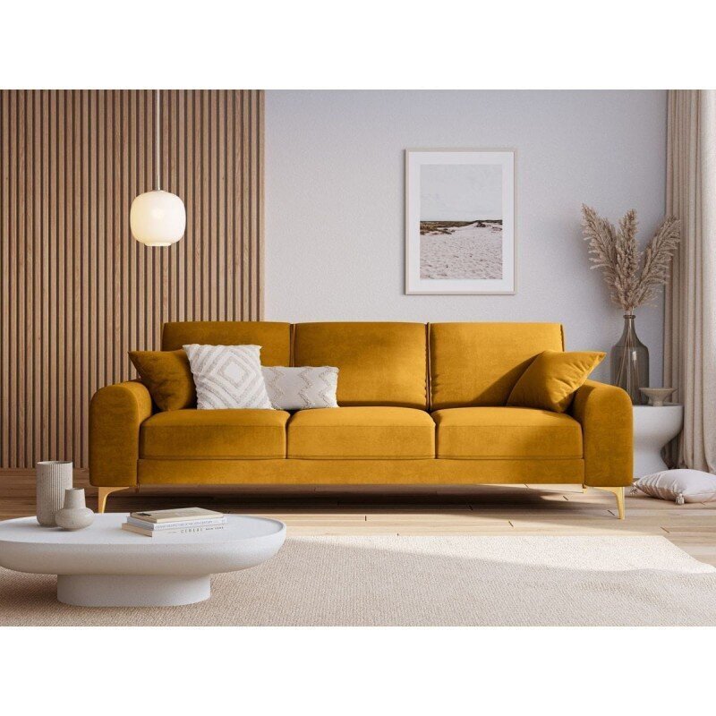 Kolmen istuttava sohva Velvet Larnite, 222x102x90 cm, keltainen hinta ja tiedot | Sohvat ja vuodesohvat | hobbyhall.fi
