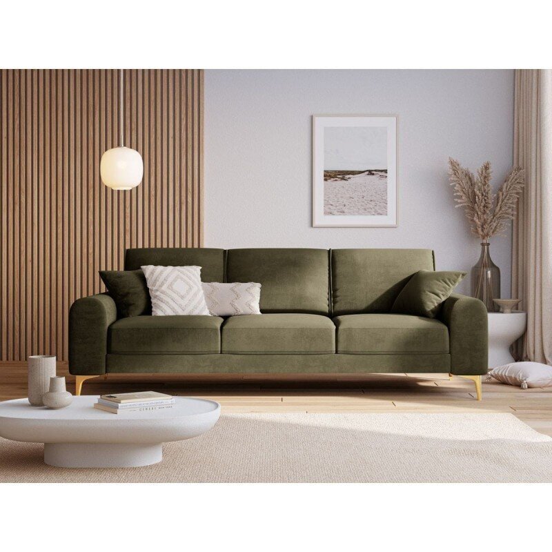 Kolmen istuttava sohva Velvet Larnite, 222x102x90 cm, vihreä hinta ja tiedot | Sohvat ja vuodesohvat | hobbyhall.fi
