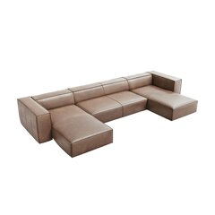 Kuusipaikkainen nahkainen kulmasohva Agawa, 375x173x68 cm, beige hinta ja tiedot | Kulmasohvat ja divaanisohvat | hobbyhall.fi