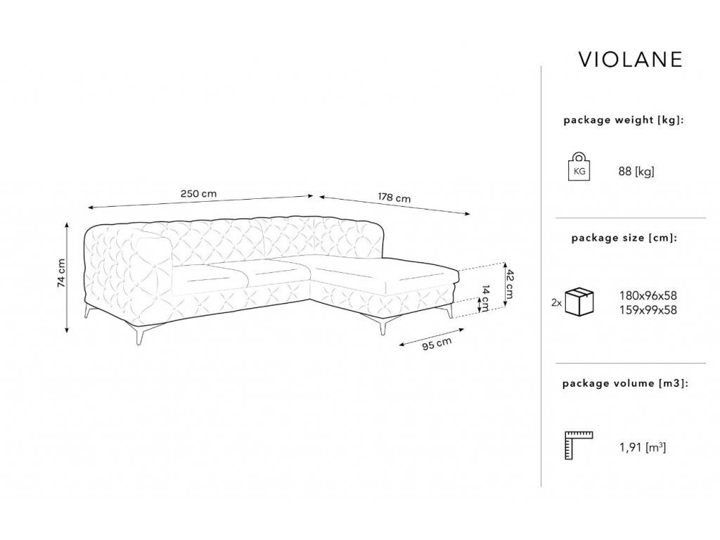 Pehmeä kulmasohva Micadoni Home Violane, ruskea hinta ja tiedot | Kulmasohvat ja divaanisohvat | hobbyhall.fi