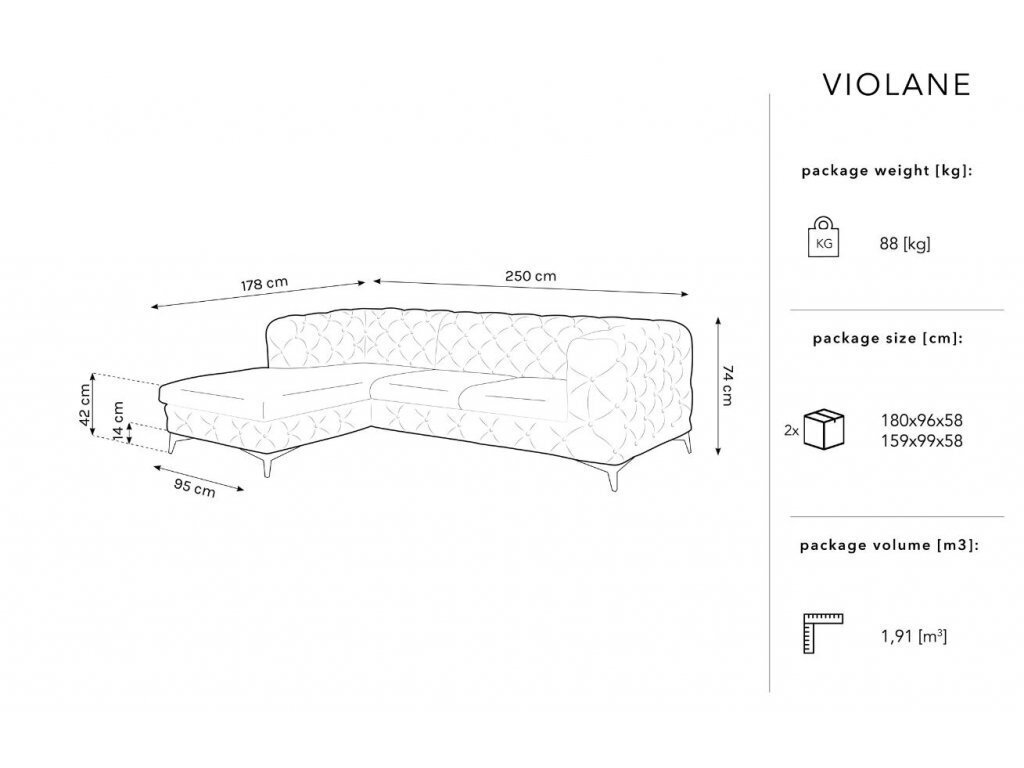 Pehmeä kulmasohva Micadoni Home Violane, vihreä hinta ja tiedot | Kulmasohvat ja divaanisohvat | hobbyhall.fi