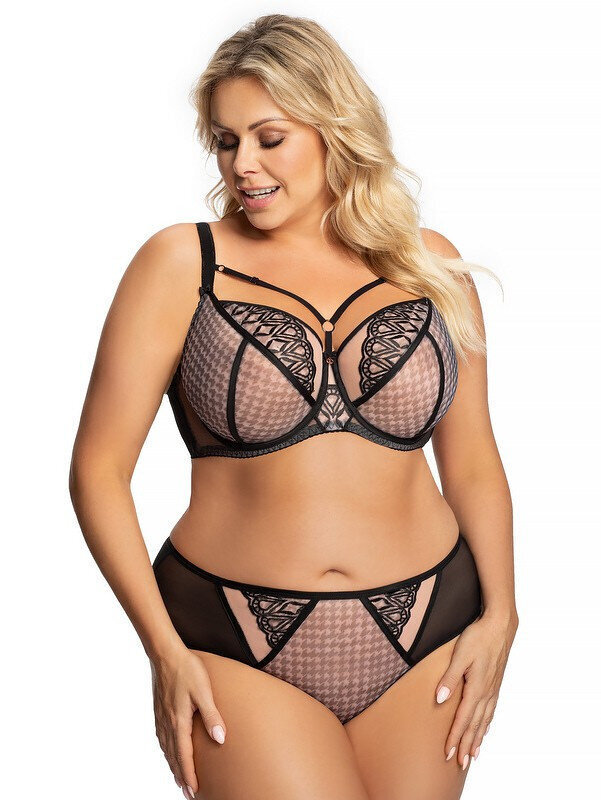 Gorsenia lady pehmeät rintaliivit kuppikuvioitu kirjonta verkko underwire olkaimet k701, musta, 65l hinta ja tiedot | Rintaliivit | hobbyhall.fi