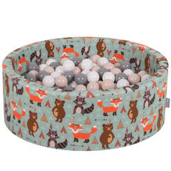 KiddyMoon Pyöreä palloallas 90X30cm/200 palloa ∅ 7Cm,Foxes Green:Pastel Beige/Grey/White (Ketunvihreä). hinta ja tiedot | Vauvan lelut | hobbyhall.fi