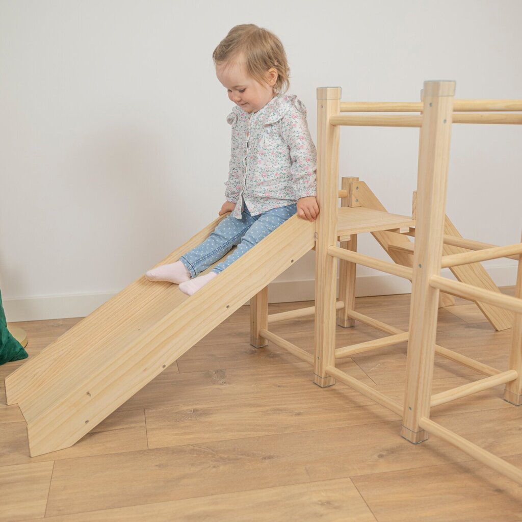 KiddyMoon puinen leikkikenttä liukumäki Montessori, harmaa hinta ja tiedot | Vauvan lelut | hobbyhall.fi