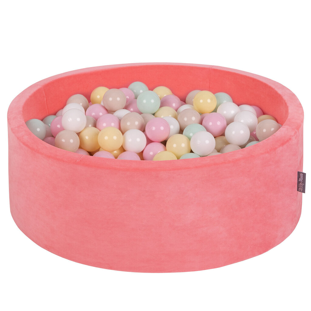 KiddyMoon pehmeä pallomeri pyöreä 90X30cm/200 palloa, vesimeloni vaaleanpunainen: pastelli beige / pastelli keltainen / va hinta ja tiedot | Vauvan lelut | hobbyhall.fi