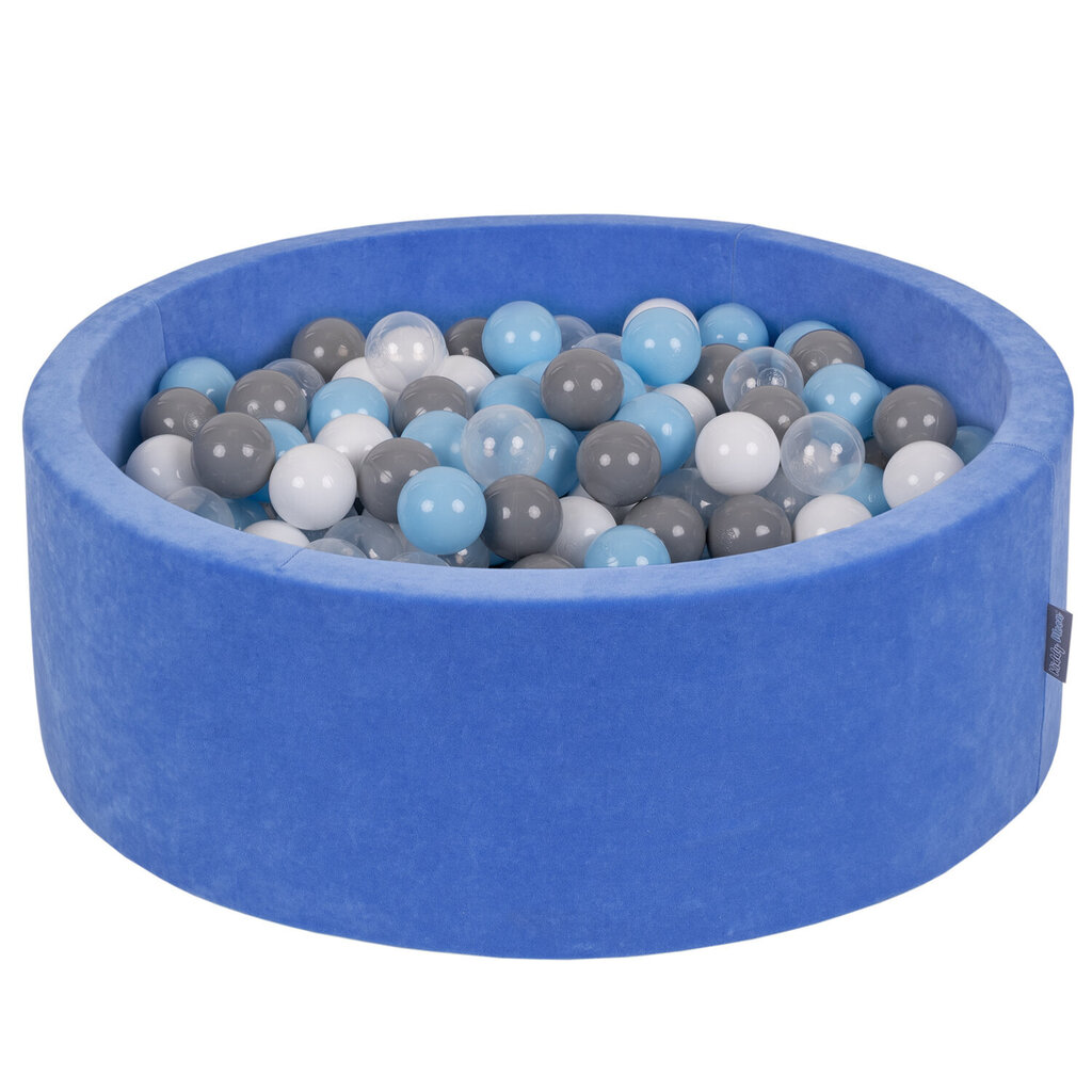 KiddyMoon pehmeä pallomeri pyöreä 90X30cm/300 palloa, mustikka sininen: harmaa/valkoinen/läpinäkyvä/ sininen hinta ja tiedot | Vauvan lelut | hobbyhall.fi