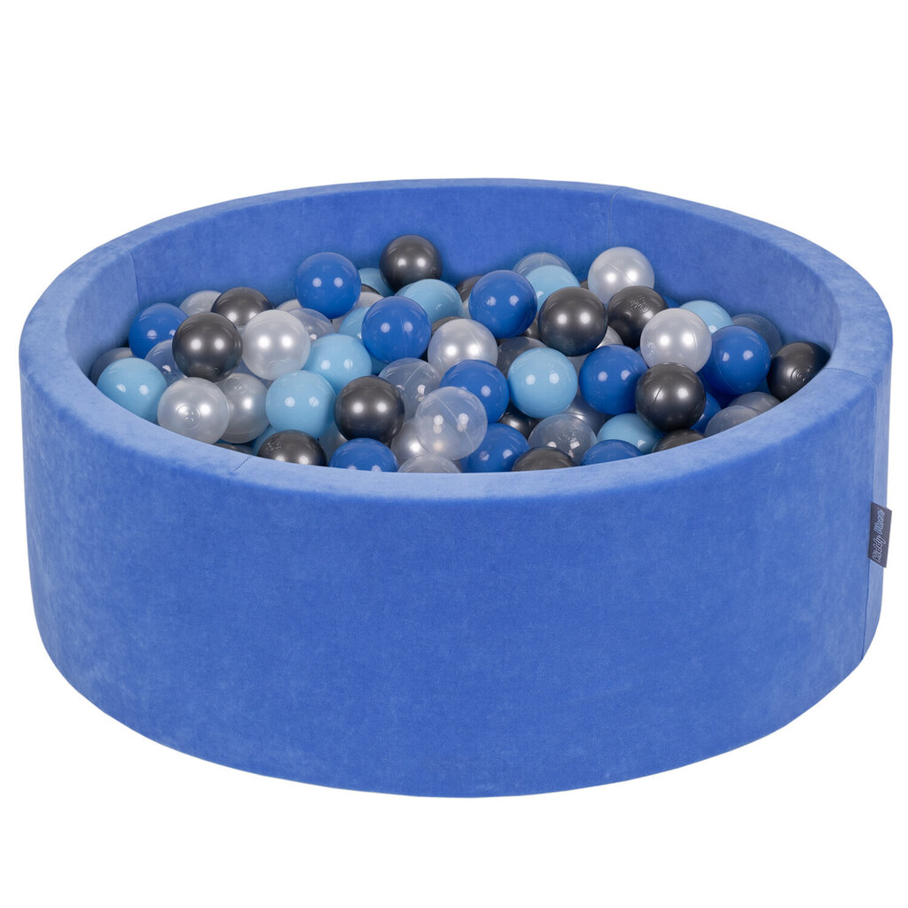 KiddyMoon pehmeä pallomeri pyöreä 90X30cm/300 pallot, Blueberry Blue: Pearl / sininen / vaal.sin / läpinäkyvä / hopea hinta ja tiedot | Vauvan lelut | hobbyhall.fi