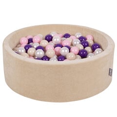 KiddyMoon Pehmeä pallomeri pyöreä 90X30cm/300 palloa, hiekanbeige: pastellibeige / vaaleanpunainen / helmiäinen / violetti hinta ja tiedot | Vauvan lelut | hobbyhall.fi
