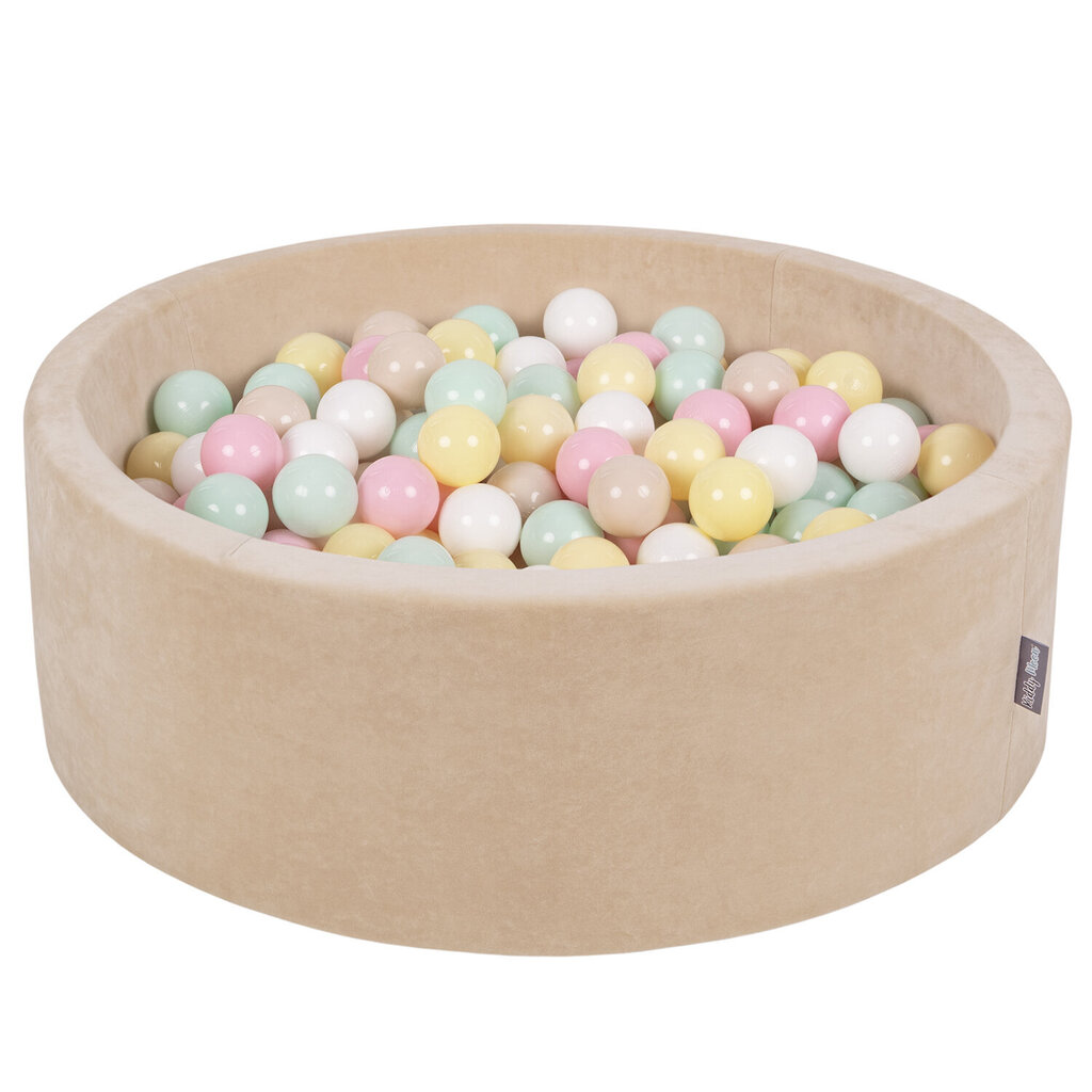 KiddyMoon pehmeä pallomeri pyöreä 90X30cm/200 palloa, hiekanbeige:pastellibeige/pastellinkeltainen/valkoinen/minttu/vaaleanpuna hinta ja tiedot | Vauvan lelut | hobbyhall.fi