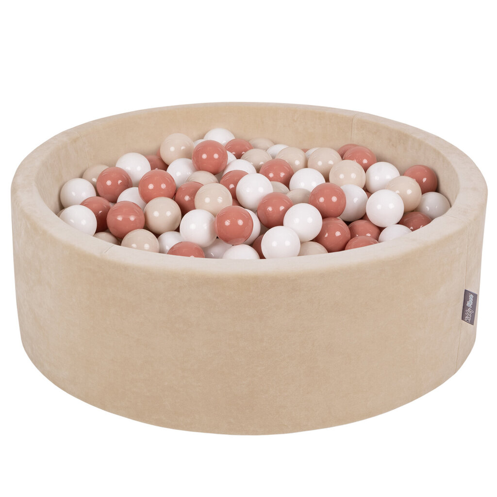 KiddyMoon Pehmeä pallomeri pyöreä 90X30cm/200 palloa, hiekanbeige: pastellibeige/salmonipinkki/valkoinen hinta ja tiedot | Vauvan lelut | hobbyhall.fi