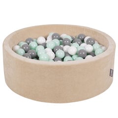 KiddyMoon pehmeä pallomeri pyöreä 90X30cm/200 palloa, hiekanbeige: valkoinen/harmaa/mintti hinta ja tiedot | Vauvan lelut | hobbyhall.fi