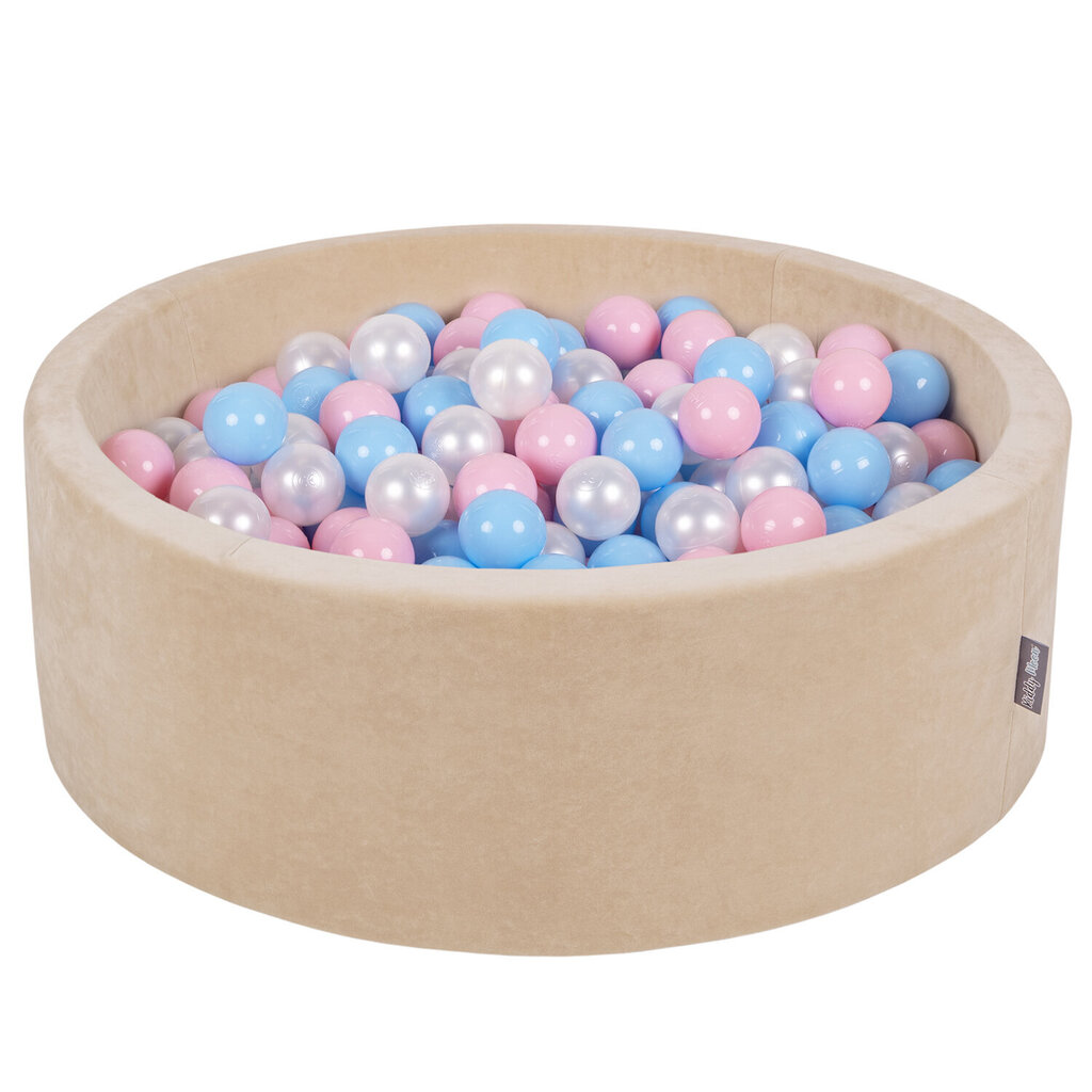 KiddyMoon pehmeä pallomeri pyöreä 90X30cm/300 pallot, hiekka Beige: vaal.sin / vaaleanpunainen / helmiäinen / helmiäinen hinta ja tiedot | Vauvan lelut | hobbyhall.fi