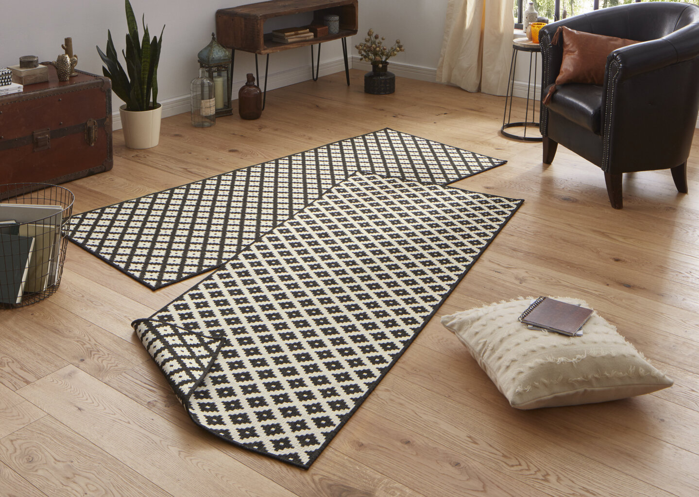 Northrugs matto Twin Nizza Black Cream, 80x150 cm hinta ja tiedot | Isot matot | hobbyhall.fi