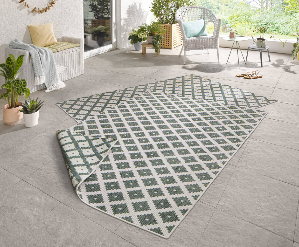 Northrugs matto Twin Nizza Green Cream, 160x230 cm hinta ja tiedot | Isot matot | hobbyhall.fi