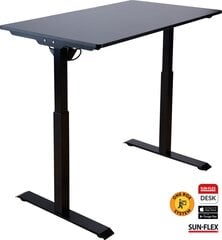 Korkeussäädettävä työpöytä SUN-FLEX®EASYDESK ELITE, sähköinen, yksimoottorinen, musta runko, 120x60 cm musta pöytälevy hinta ja tiedot | Tietokonepöydät ja työpöydät | hobbyhall.fi