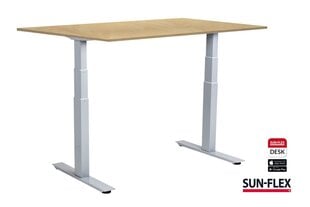 Korkeussäädettävä työpöytä SUN-FLEX®EASYDESK ADAPT, sähkö, kaksi moottoria, valkoinen runko, 140x80 cm, koivuinen pöytälevy hinta ja tiedot | Tietokonepöydät ja työpöydät | hobbyhall.fi