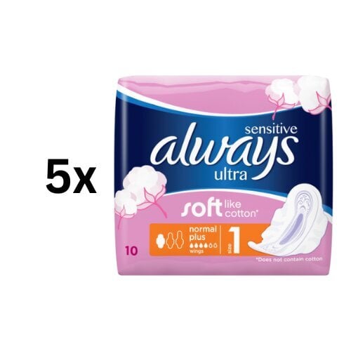 Terveyssiteet Always Ultra Normal Plus Sensitive, 10 v. paketti 5 kpl. hinta ja tiedot | Tamponit ja terveyssiteet | hobbyhall.fi