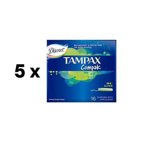 Tamponit TAMPAX Compak Super, 16 kpl. paketti 5 kpl.