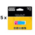 Muistitikku USB 2.0 COLOR MIX, 16GB pakkaus 5 kpl.