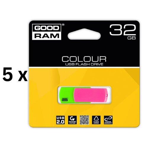 Muistitikku USB 2.0 COLOR MIX, 32GB pakkaus 5 kpl. hinta ja tiedot | Muistitikut | hobbyhall.fi