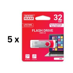 Muistitikku USB 3.0 GOODRAM UTS3 32GB, punainen sp. paketti 5 kpl. hinta ja tiedot | Goodram Tietokoneet ja pelaaminen | hobbyhall.fi